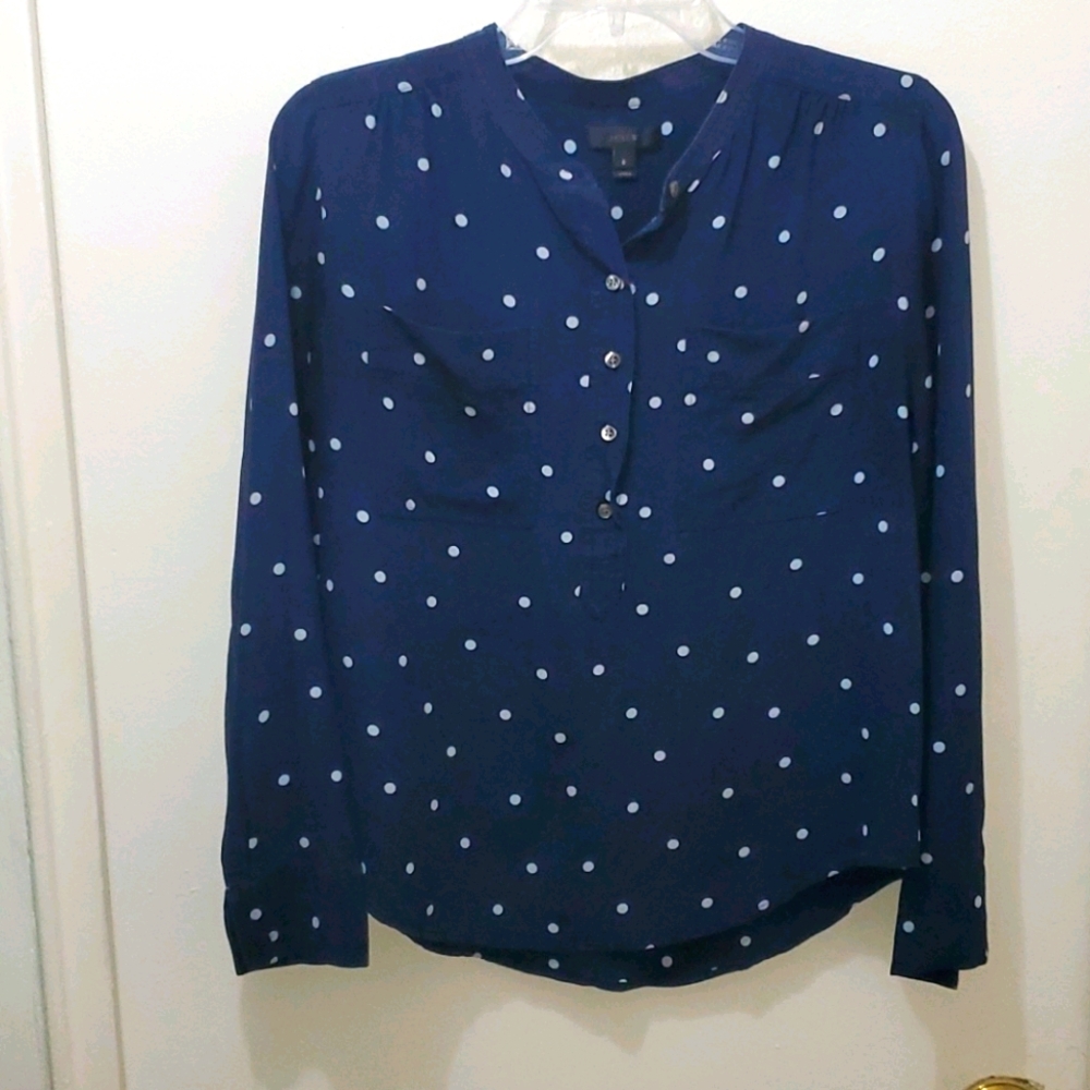 ⚫2 for $30⚫ J. CREW NAVY POLKA DOT BLOUSE